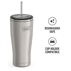Thermos Icon Stainless Steel Vacuum Insulated Cold Tumbler with Straw, 24 oz., Matte (IS1112MS4)