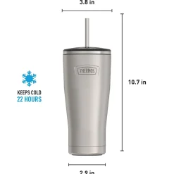 Thermos Icon Stainless Steel Vacuum Insulated Cold Tumbler with Straw, 24 oz., Matte (IS1112MS4)