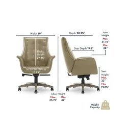 Thomasville Furniture Brooks Ergonomic Bonded Leather Swivel Executive Chair, Taupe (51493-TP)