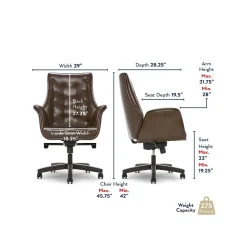 Thomasville Furniture Brooks Ergonomic Bonded Leather Swivel Executive Chair, Brown (51493-BRN)