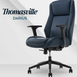 Thomasville Furniture Darius Ergonomic Bonded Leather Swivel Executive Chair, Navy (51490-NVY)