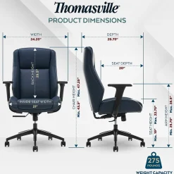 Thomasville Furniture Darius Ergonomic Bonded Leather Swivel Executive Chair, Navy (51490-NVY)