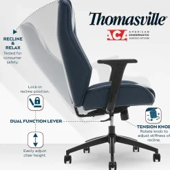 Thomasville Furniture Darius Ergonomic Bonded Leather Swivel Executive Chair, Navy (51490-NVY)