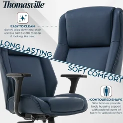 Thomasville Furniture Darius Ergonomic Bonded Leather Swivel Executive Chair, Navy (51490-NVY)