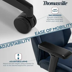 Thomasville Furniture Darius Ergonomic Bonded Leather Swivel Executive Chair, Navy (51490-NVY)