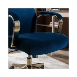 Thomasville Furniture Joelle Ergonomic Fabric/Metal Desk Chair, Blue/Gold (60068)