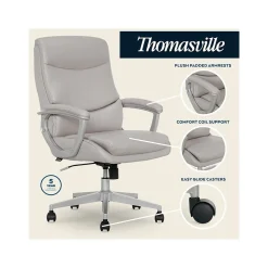 Thomasville Furniture Josephine Ergonomic Bonded Leather Swivel Manager Chair, Gray (60071-LGRY)