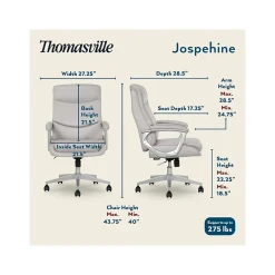 Thomasville Furniture Josephine Ergonomic Bonded Leather Swivel Manager Chair, Gray (60071-LGRY)