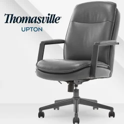 Thomasville Furniture Upton Ergonomic Bonded Leather Swivel Manager Chair, Gray (51421-GRY)