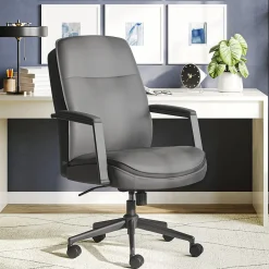 Thomasville Furniture Upton Ergonomic Bonded Leather Swivel Manager Chair, Gray (51421-GRY)