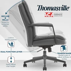 Thomasville Furniture Upton Ergonomic Bonded Leather Swivel Manager Chair, Gray (51421-GRY)