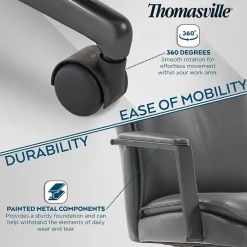 Thomasville Furniture Upton Ergonomic Bonded Leather Swivel Manager Chair, Gray (51421-GRY)