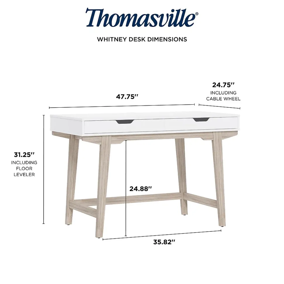 Thomasville Furniture Whitney 48"W Writing Desk, Snowy White (SPLS-WH48D-TV)