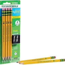 Ticonderoga My First Pre-Sharpened Wooden Pencil, 1.3mm, #2 Medium Lead, 4/Pack (X33309X)