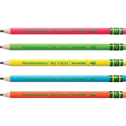 Ticonderoga My First Tri-Write Wood-Cased Pencils, Neon Assorted, 12/Pack, 2 Packs/Bundle (DIX13012-2)