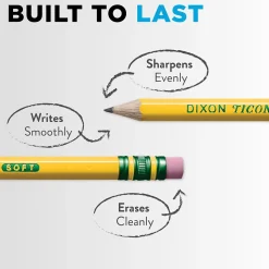 Ticonderoga Woodcase Pencil, 2H, No. 4, Yellow Barrel, 12/Pack