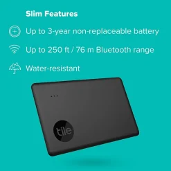 Tile by Life360 Slim Bluetooth Tracker, Black (RE-41001)