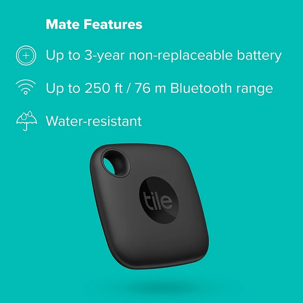 Tile Mate Life360 Bluetooth Tracke, Black (RE-44001)