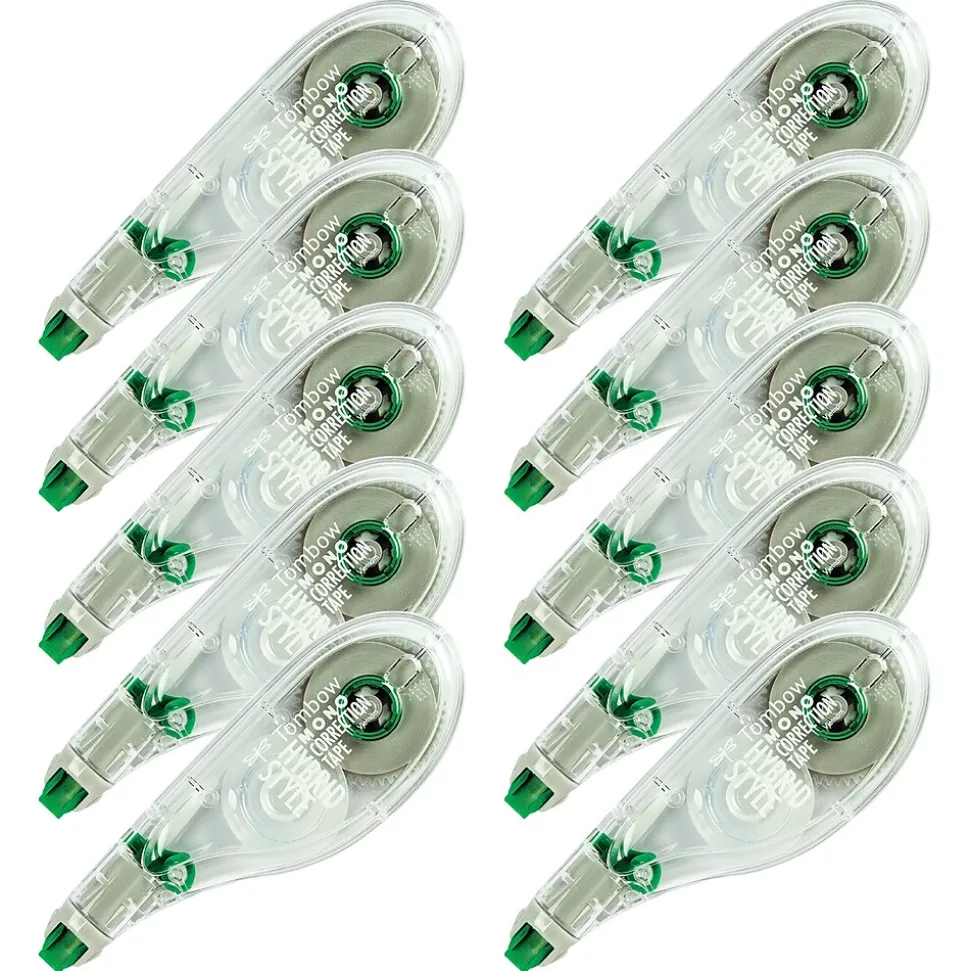 Tombow MONO Hybrid Style Correction Tape, White, 10/Pack (68721)