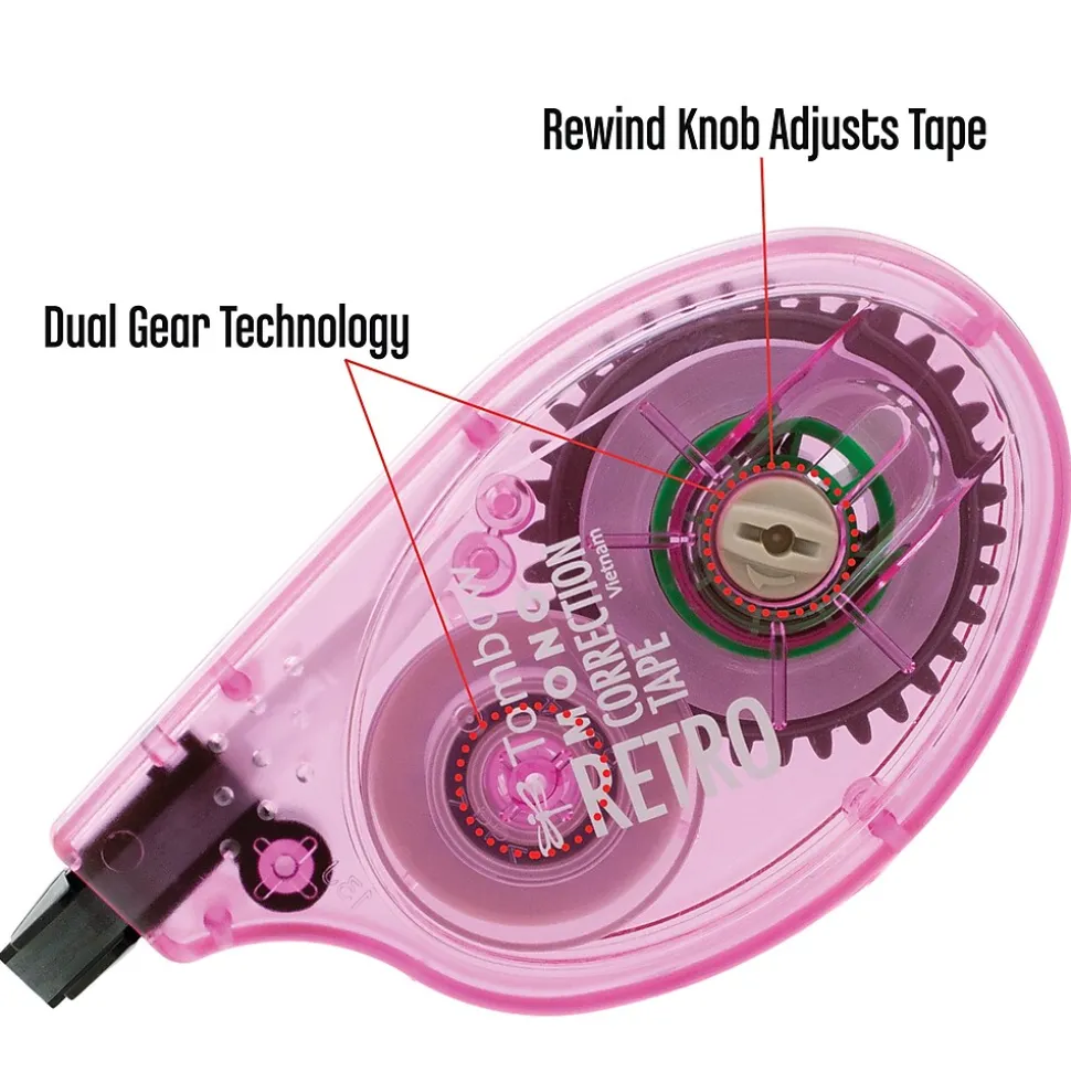 Tombow MONO Retro Correction Tape, White, 6/Pack (68670)