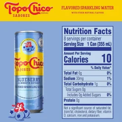 Topo Chico Sabores Blueberry Hibiscus Sparkling Water, 12 oz., 8 Cans/Pack (412570)