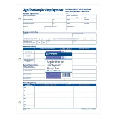 TOPS® Application for Employment, 2-Sided, 8-1/2 x 11", 50 Sheets/Pad, 2 Pads/Box (32851)