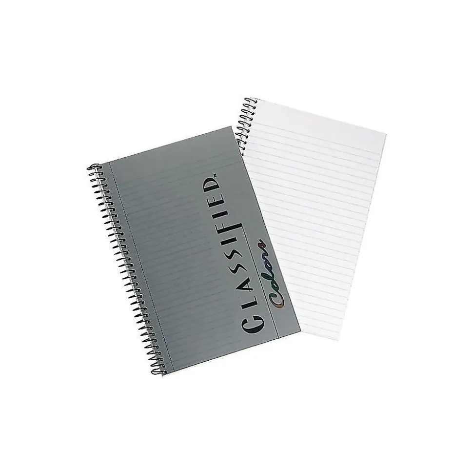 TOPS Classified Colors 1-Subject Notebooks, 5.5" x 8.5", Narrow Ruled, 100 Sheets, Gray/Silver (73507)