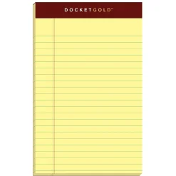 Tops Docket Gold Notepads, 5" x 8", Canary, 50 Sheets/Pad, 12 Pads/Pack