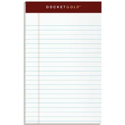 Tops Docket Gold Notepads, 5" x 8", White, 50 Sheets/Pad, 12 Pads/Pack (63910)
