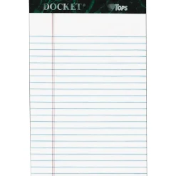 TOPS Docket Notepad, 5" x 8", Narrow Ruled, White, 50 Sheets/Pad, 6 Pads/Pack (TOP63366)