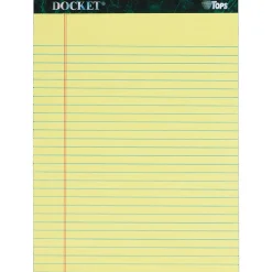 TOPS Docket Notepad, 8.5" x 11.75", Wide Ruled, Canary, 50 Sheets/Pad, 6 Pads/Pack (TOP63406)