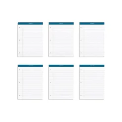TOPS Docket Notepads, 8.25" x 11.75", Wide, White, 100 Sheets/Pad, 6 Pads/Pack (TOP 63437)