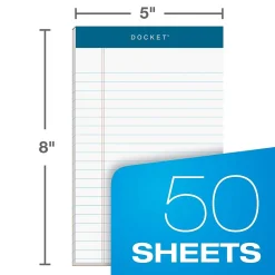 TOPS Docket Notepads, 5" x 8", Narrow Ruled, White, 50 Sheets/Pad, 12 Pads/Pack (TOP 63360)