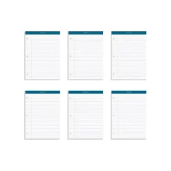TOPS Docket Notepads, 8.25" x 11.75", Wide, White, 100 Sheets/Pad, 6 Pads/Pack (TOP 63437)