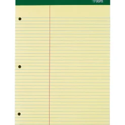 TOPS Double Docket Writing Tablet, 8-1/2" x 11-3/4", Law Ruled, Canary, 100 Sheets/Pad (63394)