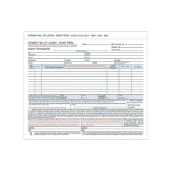 TOPS 3-Part Carbonless Bill of Lading, 8.5