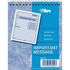 TOPS Phone Message Pad, 4-1/4" x 5-1/2", White/Canary, 50 Sheets/Pad (4010)