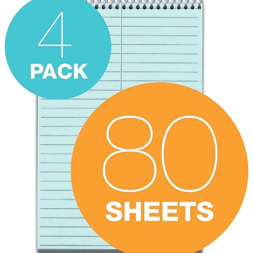 TOPS Prism Steno Pads, 6" x 9", Gregg, Blue, 80 Sheets/Pad, 4 Pads/Pack (TOP 80284)