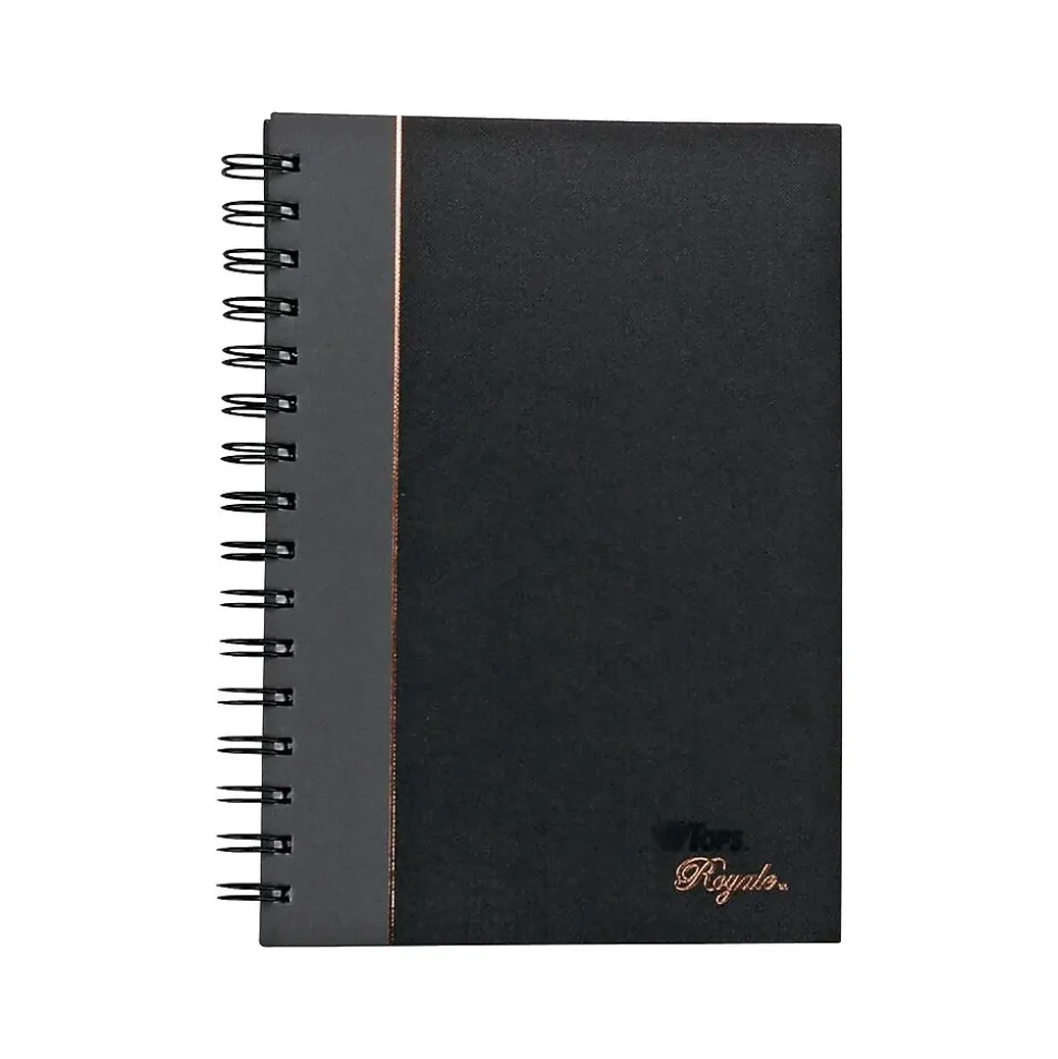 TOPS Royale Professional Notebooks, 5.88" x 8.25", College Ruled, 96 Sheets, Black (25330)