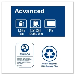 Tork Advanced Jumbo Bath Tissue, Septic Safe, 1-Ply, White, 3.48