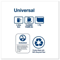 Tork Universal Jumbo Bath Tissue, Septic Safe, 1-Ply, White, 3.48