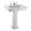 Toto Promenade Rectangular Pedestal Bathroom Sink for 8 inch Center Faucets, Cotton White (LPT530.8N#01)