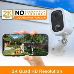 Toucan S4 Wireless Outdoor Smart Battery Operated Security Camera, Night Vision, White (TWC400S)