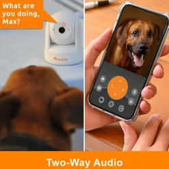 Toucan Seek Wireless Indoor Smart Plug-In Pan and Tilt Security Camera Wi-Fi Night Vision 2-Way Talk Live View, White