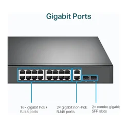 TP-LINK 18-Port Gigabit Ethernet PoE Unmanaged Switch, Black (TL-SG1218MP)