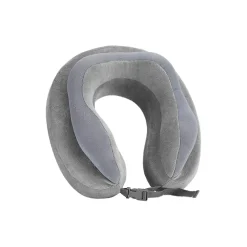 Travel Smart Deluxe Plush/Memory Foam Neck Pillow, Gray, 4" (TS54MX)