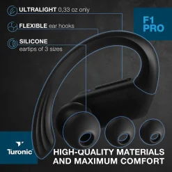 Treblab Turonic F1 Pro Wireless Earbuds, Black (F1-PRO-B)