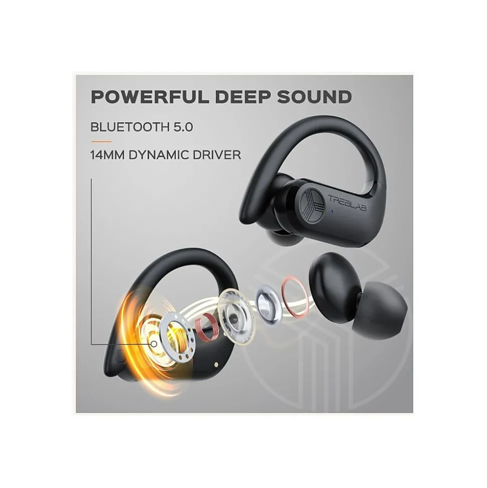 Treblab X3 Pro Wireless Noise Canceling Earbuds, Bluetooth, Black (X3-PRO-B)