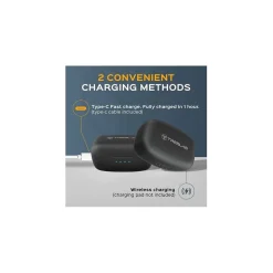 Treblab X9 Pro Wireless Noise Canceling Earbuds, Bluetooth, Black