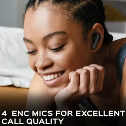 TREBLAB X1 True Wireless Earbuds, Waterproof IPX4, Bluetooth, Black